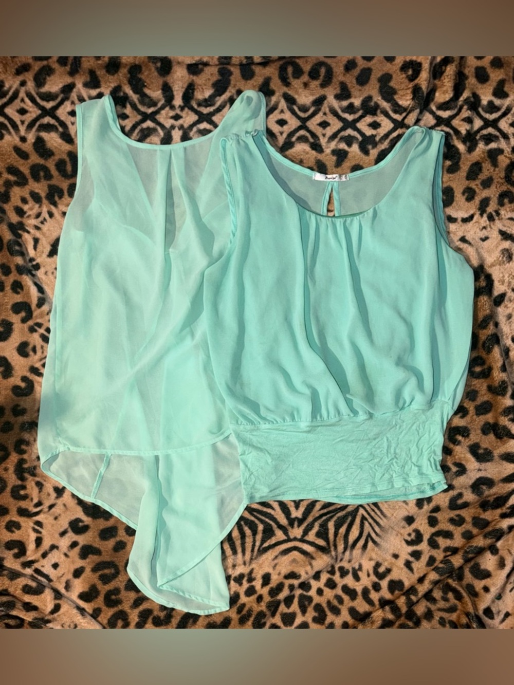 2 Mint Green Flowy Blouse Bundle